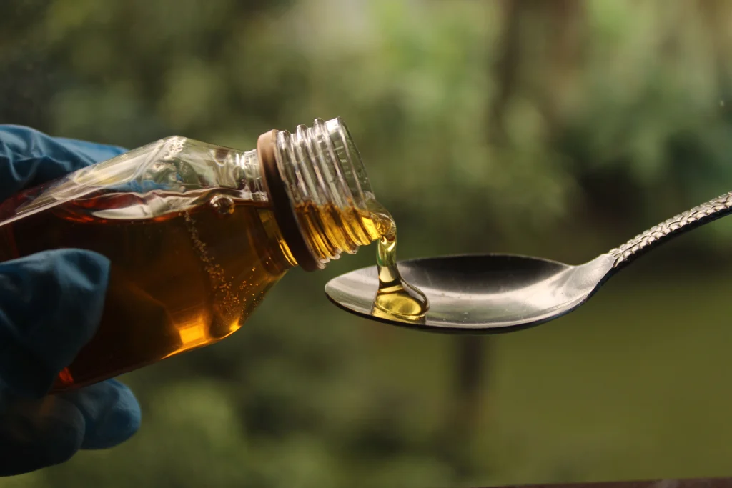 Honey is eating for medication 